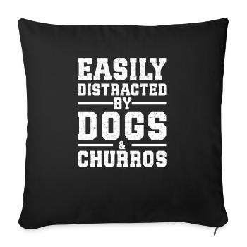 Easily Distracted By Dogs & Churros - Sofa pillowcase 17,3'' x 17,3'' (45 x 45 cm) - black - Front