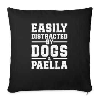 Facilement distrait par les chiens et la paella - Housse de coussin décorative 45 x 45 cm - noir - Devant