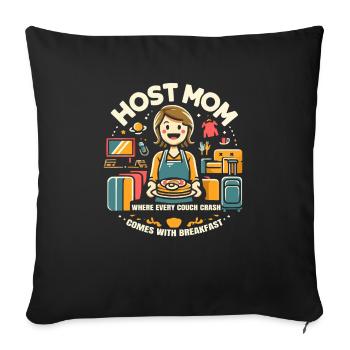 Mère d’accueil Étudiant d’échange Famille d’accueil Parent d’accueil - Housse de coussin décorative 45 x 45 cm - noir - Devant