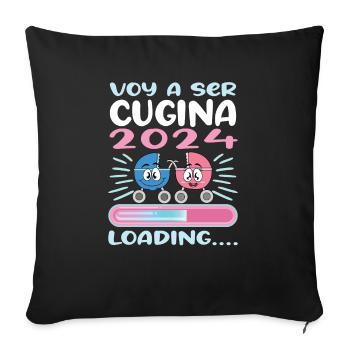 Become a cousin in 2024 - Sofa pillowcase 17,3'' x 17,3'' (45 x 45 cm) - black - Front