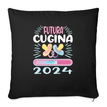 Become a cousin in 2024 - Sofa pillowcase 17,3'' x 17,3'' (45 x 45 cm) - black - Front
