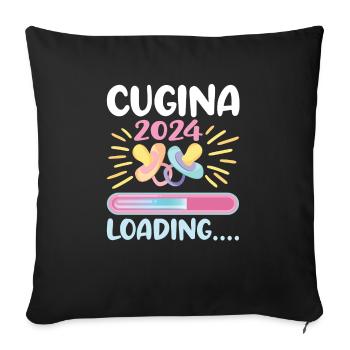 Become a cousin in 2024 - Sofa pillowcase 17,3'' x 17,3'' (45 x 45 cm) - black - Front