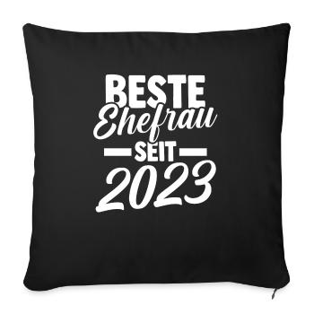 Meilleure épouse de la Saint-Valentin depuis 2023 - Housse de coussin décorative 45 x 45 cm - noir - Devant