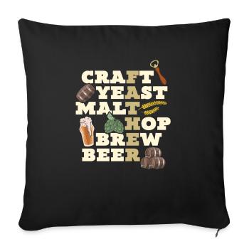 Bière artisanale de brasserie de houblon de malt à la levure artisanale - Parfait pour - Housse de coussin décorative 45 x 45 cm - noir - Devant