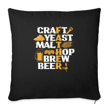 Bière artisanale de brasserie de houblon de malt à la levure artisanale - Parfait pour - Housse de coussin décorative 45 x 45 cm - noir - Devant