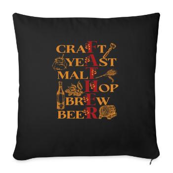 Bière artisanale de brasserie de houblon de malt à la levure artisanale - Parfait pour - Housse de coussin décorative 45 x 45 cm - noir - Devant
