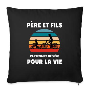 Vater und Sohn Fahrrad Vintage Retro Fahrrad Vater Radfahrer - Sofakissenbezug 45 x 45 cm - Schwarz - Vorne