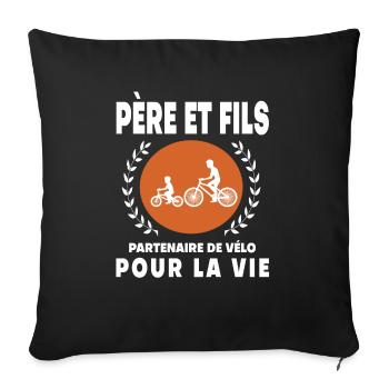 Vater Sohn Retro Vintage Fahrrad Vater Radfahrer - Sofakissenbezug 45 x 45 cm - Schwarz - Vorne