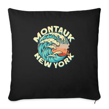 Montauk New York Design - Sofa pillowcase 17,3'' x 17,3'' (45 x 45 cm) - black - Front