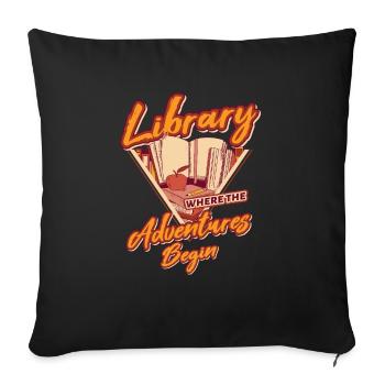 Bibliothèque Là où les aventures commencent - Coloré - Housse de coussin décorative 45 x 45 cm - noir - Devant