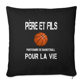 Father and son basketball dad - Sofa pillowcase 17,3'' x 17,3'' (45 x 45 cm) - black - Front