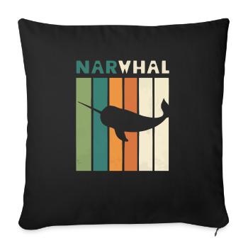 Amoureux du narval Licorne de l’animal marin Narval - Housse de coussin décorative 45 x 45 cm - noir - Devant