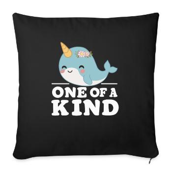 Amoureux du narval Licorne de l’animal marin Narval - Housse de coussin décorative 45 x 45 cm - noir - Devant