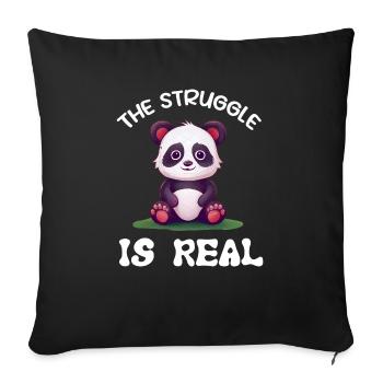 Panda Panda Bear Funny - Sofa pillowcase 17,3'' x 17,3'' (45 x 45 cm) - black - Front