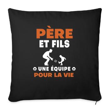 father son football duo man dad - Sofa pillowcase 17,3'' x 17,3'' (45 x 45 cm) - black - Front