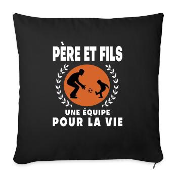 père fils football vintage rétro papa - Housse de coussin décorative 45 x 45 cm - noir - Devant
