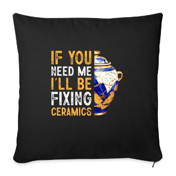 Conception japonaise de réparation de l’or Kintsukuroi - Housse de coussin décorative 45 x 45 cm - noir - Devant