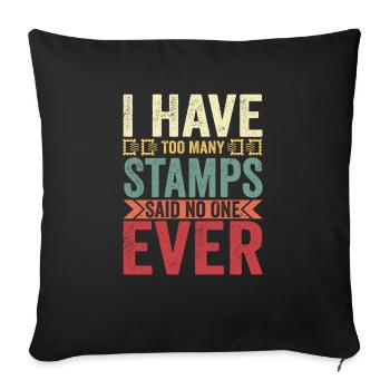 Passion philatélique sans fin : jamais trop de timbres - Housse de coussin décorative 45 x 45 cm - noir - Devant