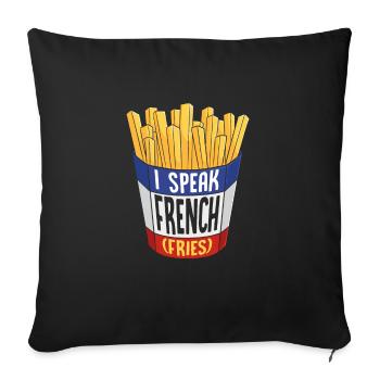 Parler couramment les frites : une langue savoureuse - Housse de coussin décorative 45 x 45 cm - noir - Devant
