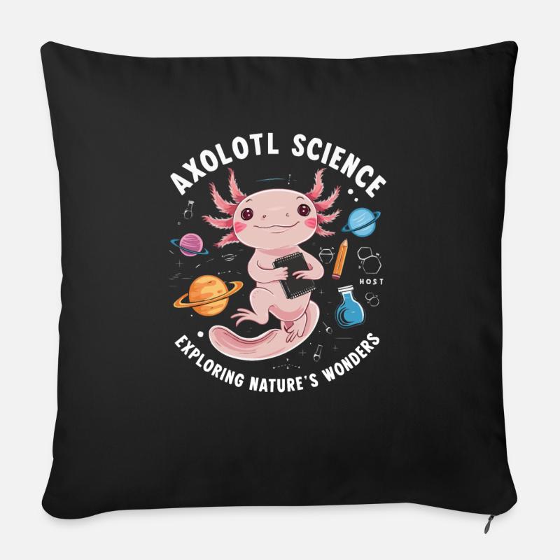 Professeur de sciences axolotl Salamandre mexicaine - Housse de coussin décorative 45 x 45 cm - noir
