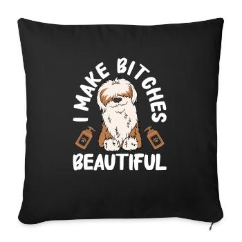 Toiletteur pour chiens et toilettage pour chiens - Housse de coussin décorative 45 x 45 cm - noir - Devant