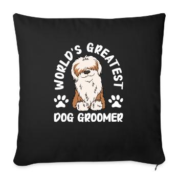 Toiletteur pour chiens et toilettage pour chiens - Housse de coussin décorative 45 x 45 cm - noir - Devant