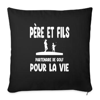 Golf Vater und Sohn Partner Vater Papa Golfer - Sofakissenbezug 45 x 45 cm - Schwarz - Vorne
