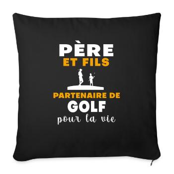 Golf Vater und Sohn Papa Golfer - Sofakissenbezug 45 x 45 cm - Schwarz - Vorne