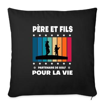 Vater und Sohn Golf Vintage Mann Papa Golfer - Sofakissenbezug 45 x 45 cm - Schwarz - Vorne