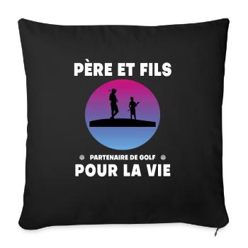 Vater und Sohn Golf Retro Vintage Mann Papa Golfer - Sofakissenbezug 45 x 45 cm - Schwarz - Vorne