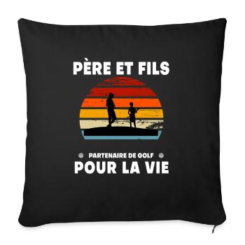 Vater und Sohn Golf Vintage Retro Sonnenuntergang Papa - Sofakissenbezug 45 x 45 cm - Schwarz - Vorne