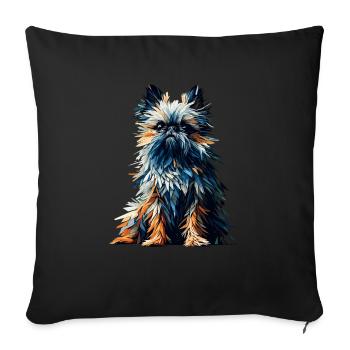 Polygon Art Brussels Griffon Griffon Bruxellois - Sofa pillowcase 17,3'' x 17,3'' (45 x 45 cm) - black - Front