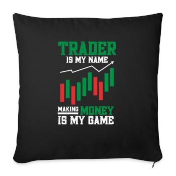 Trading Crypto Stock Market Investor Day Trader - Housse de coussin décorative 45 x 45 cm - noir - Devant