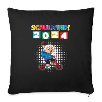 Inscription scolaire 2024 de l’école de la rentrée scolaire - Housse de coussin décorative 45 x 45 cm - noir - Devant