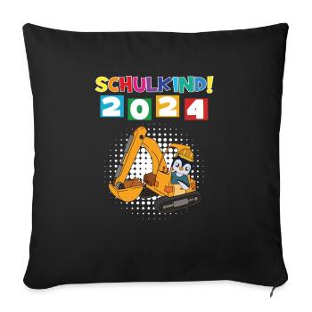 Inscription scolaire 2024 de l’école de la rentrée scolaire - Housse de coussin décorative 45 x 45 cm - noir - Devant