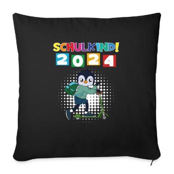 Inscription scolaire 2024 de l’école de la rentrée scolaire - Housse de coussin décorative 45 x 45 cm - noir - Devant
