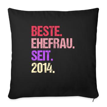 Valentine's Day Best Wife Since 2014 - Sofa pillowcase 17,3'' x 17,3'' (45 x 45 cm) - black - Front