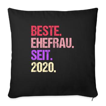 Meilleure épouse de la Saint-Valentin depuis 2020 - Housse de coussin décorative 45 x 45 cm - noir - Devant