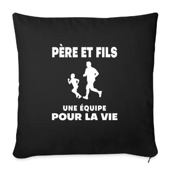 Running father and son duo man partner dad - Sofa pillowcase 17,3'' x 17,3'' (45 x 45 cm) - black - Front