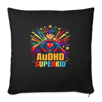 AuDHD Autism ADHD Autistic Spectrum Neurodiversity - Sofa pillowcase 17,3'' x 17,3'' (45 x 45 cm) - black - Front