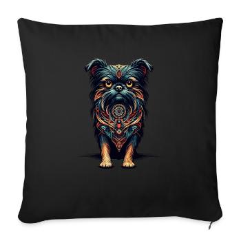 Mandala Art Brussels Griffon Griffon Bruxellois - Sofa pillowcase 17,3'' x 17,3'' (45 x 45 cm) - black - Front