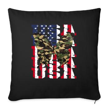 Papillon de camouflage USA Amérique - Housse de coussin décorative 45 x 45 cm - noir - Devant