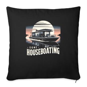 Houseboat Owner Lake Anchor House Boat Boating - Sofa pillowcase 17,3'' x 17,3'' (45 x 45 cm) - black - Front