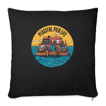 Houseboat Owner Lake Anchor House Boat Boating - Sofa pillowcase 17,3'' x 17,3'' (45 x 45 cm) - black - Front