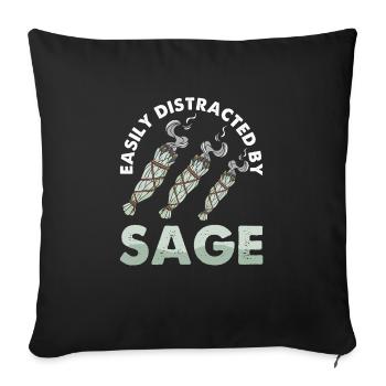 Smudge Sage Feather Spiritual Smudging - Sofa pillowcase 17,3'' x 17,3'' (45 x 45 cm) - black - Front
