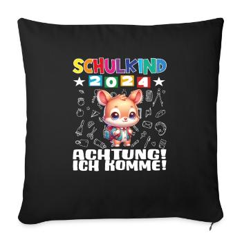 Inscription scolaire 2024 de l’école de la rentrée scolaire - Housse de coussin décorative 45 x 45 cm - noir - Devant