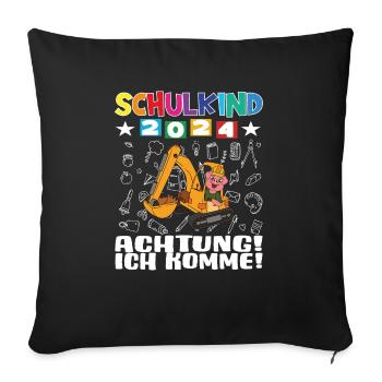 Inscription scolaire 2024 de l’école de la rentrée scolaire - Housse de coussin décorative 45 x 45 cm - noir - Devant