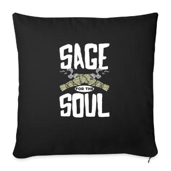 Smudge Sage Feather Spiritual Smudging - Sofa pillowcase 17,3'' x 17,3'' (45 x 45 cm) - black - Front