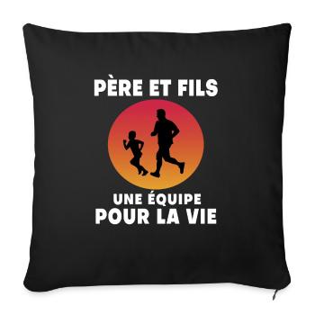 Father and Son Running Retro Vintage Dad Runner - Sofa pillowcase 17,3'' x 17,3'' (45 x 45 cm) - black - Front