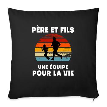 Father and Son Running Vintage Retro Sunset Dad - Sofa pillowcase 17,3'' x 17,3'' (45 x 45 cm) - black - Front